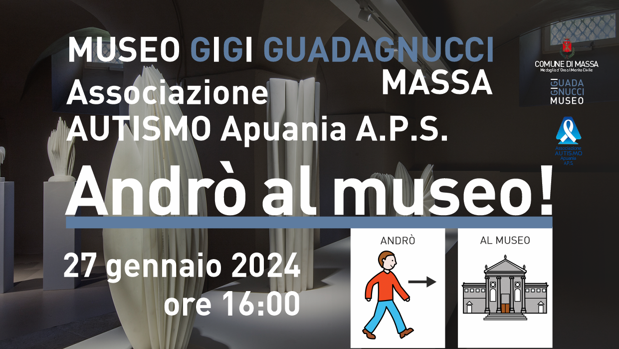 Andrò al museo!  - locandina ciclo incontri su autismo al museo Guadagnucci - Gennaio 2024