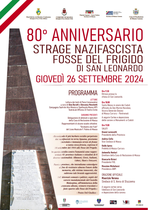 locandina 80esimi anniversario strage Fosse del Frigido - 2024  