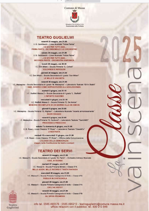 locandina rassegna 2025 'La classe va in scena'