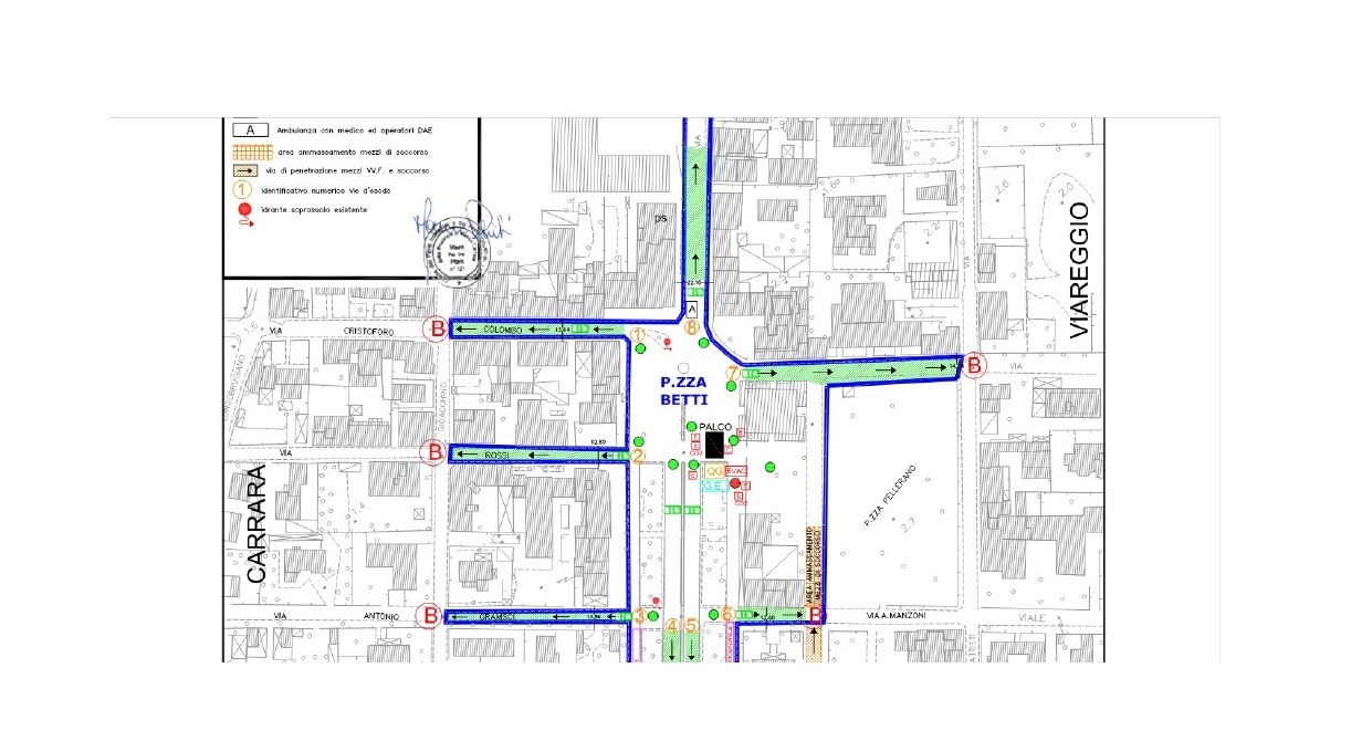 mappa Piazza Betti per evento Tributo a Vasco Rossi