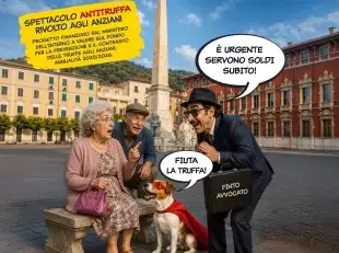 locandina spettacoli anti truffe anziani  2026 